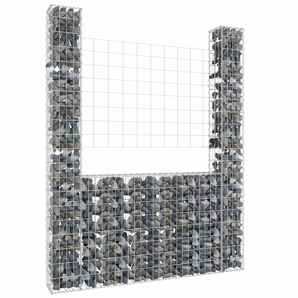8720286764121_m_en_hd_1 vidaXL U-shape Gabion Basket with 2 Posts Iron 140x20x200 cm - Image 1