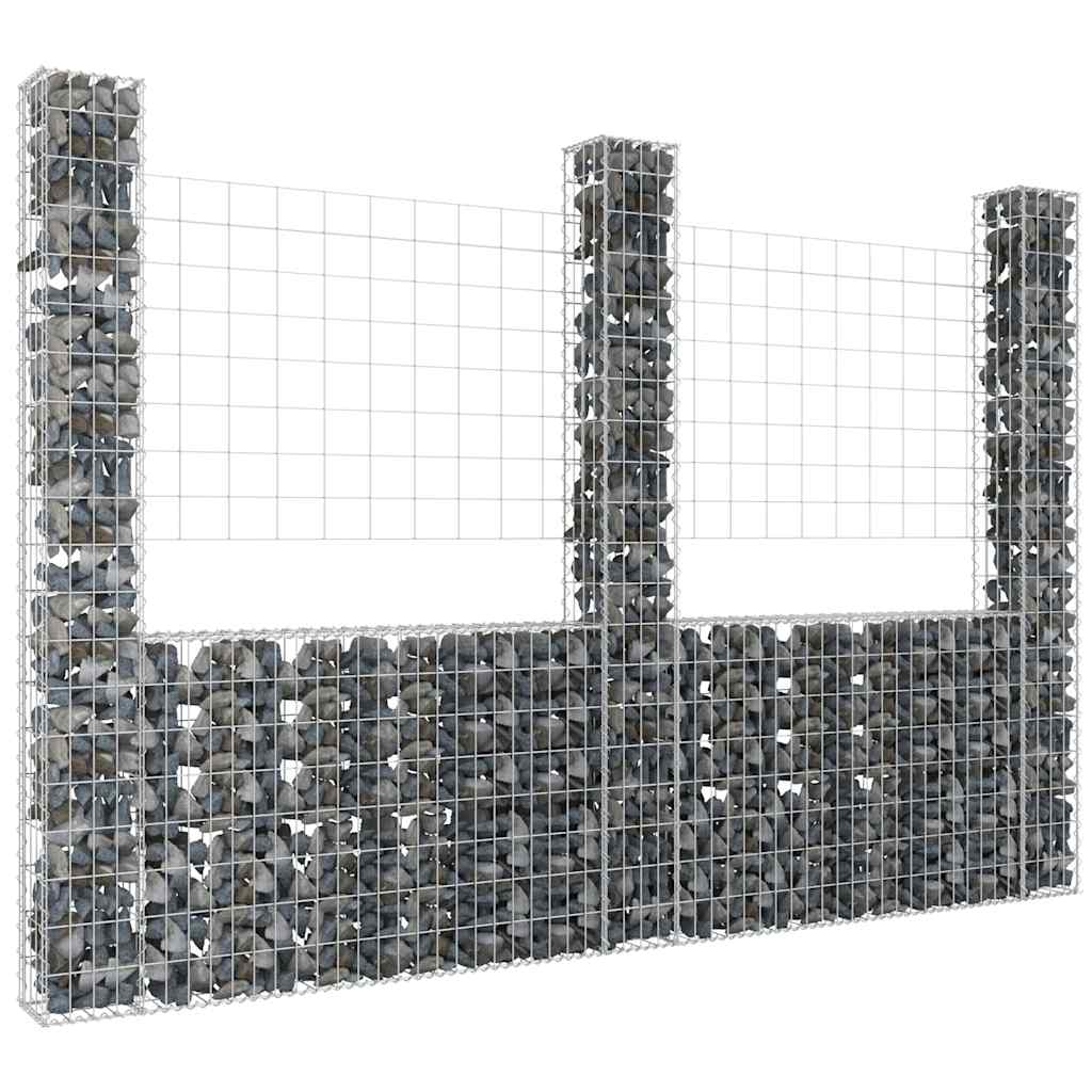 8720286764138_m_en_hd_1 vidaXL U-shape Gabion Basket with 3 Posts Iron 260x20x200 cm - Image 1