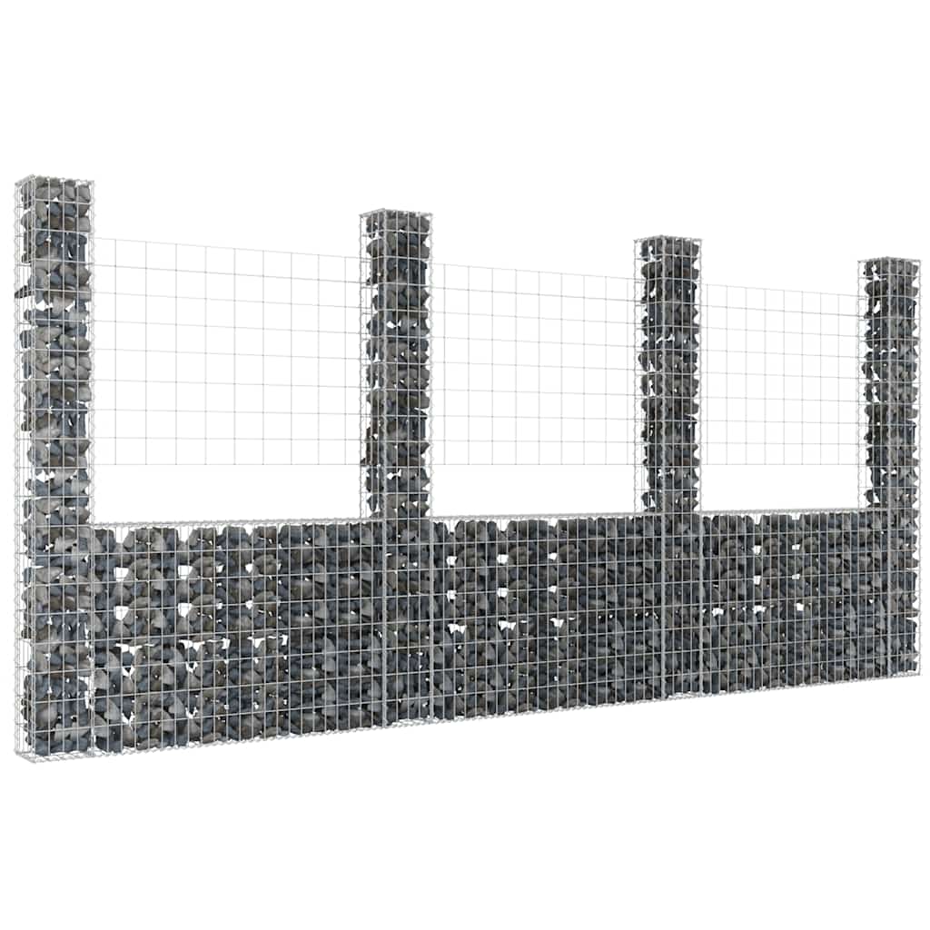 8720286764145_m_en_hd_1 vidaXL U-shape Gabion Basket with 4 Posts Iron 380x20x200 cm - Image 1