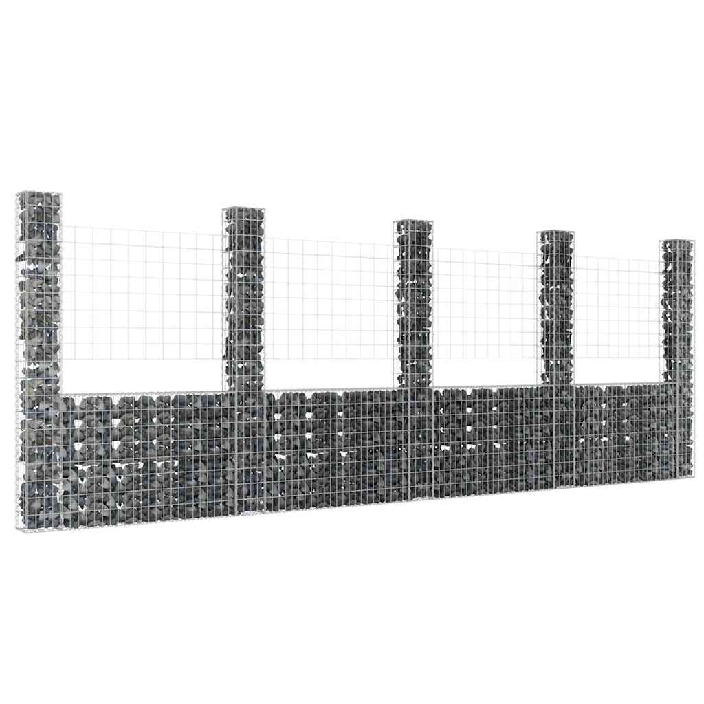 8720286764152_m_en_hd_1 vidaXL U-shape Gabion Basket with 5 Posts Iron 500x20x200 cm - Image 1