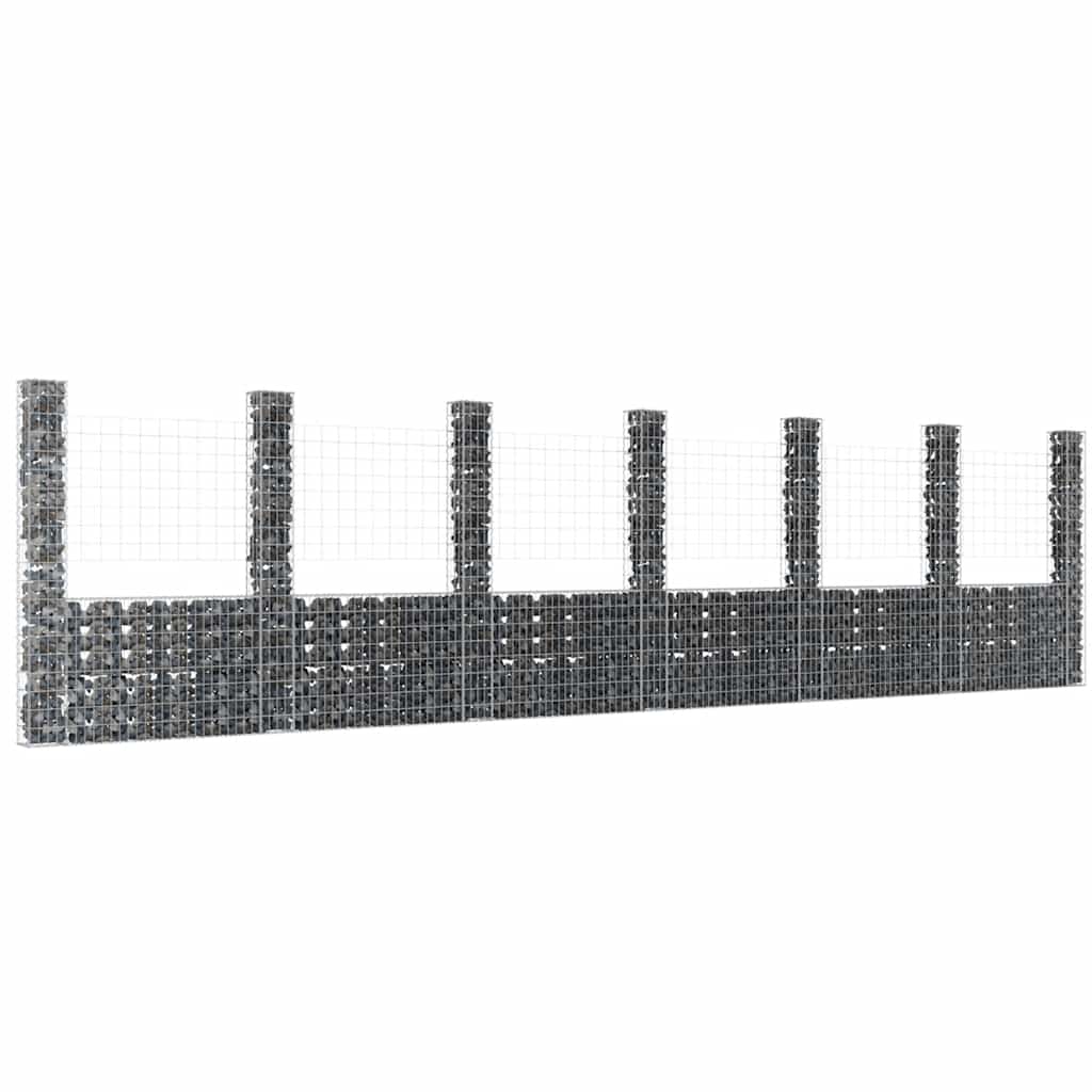8720286764176_m_en_hd_1 vidaXL U-shape Gabion Basket with 7 Posts Iron 740x20x200 cm - Image 1