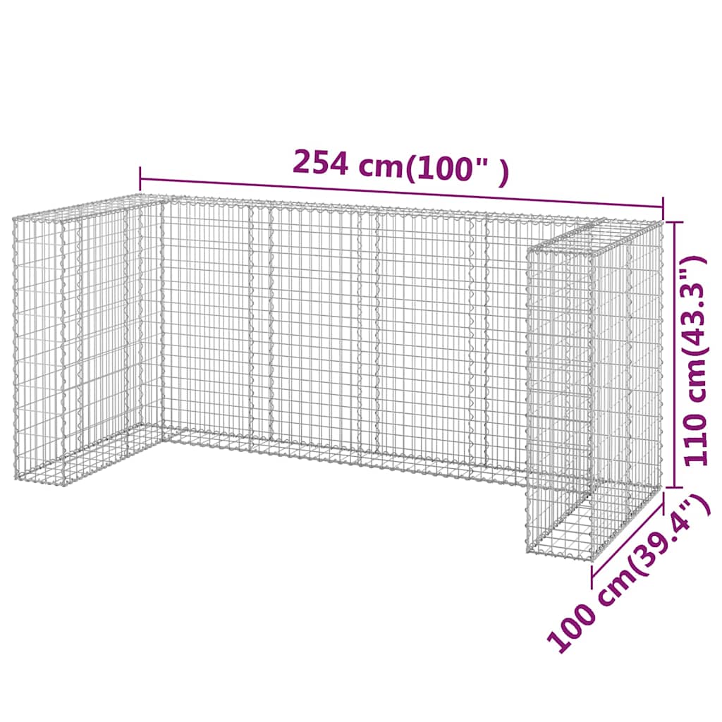 8720286764237_g_en_hd_6 vidaXL Gabion Wall for Garbage Bins Galvanised Steel 254x100x110 cm - Image 8