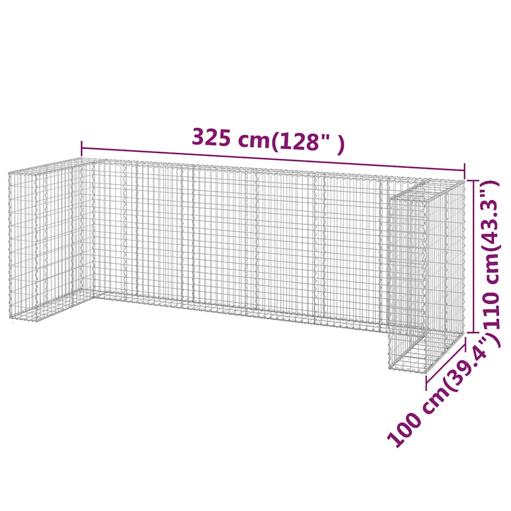 8720286764244_g_en_hd_6 vidaXL Gabion Wall for Garbage Bins Galvanised Steel 325x100x110 cm - Image 8
