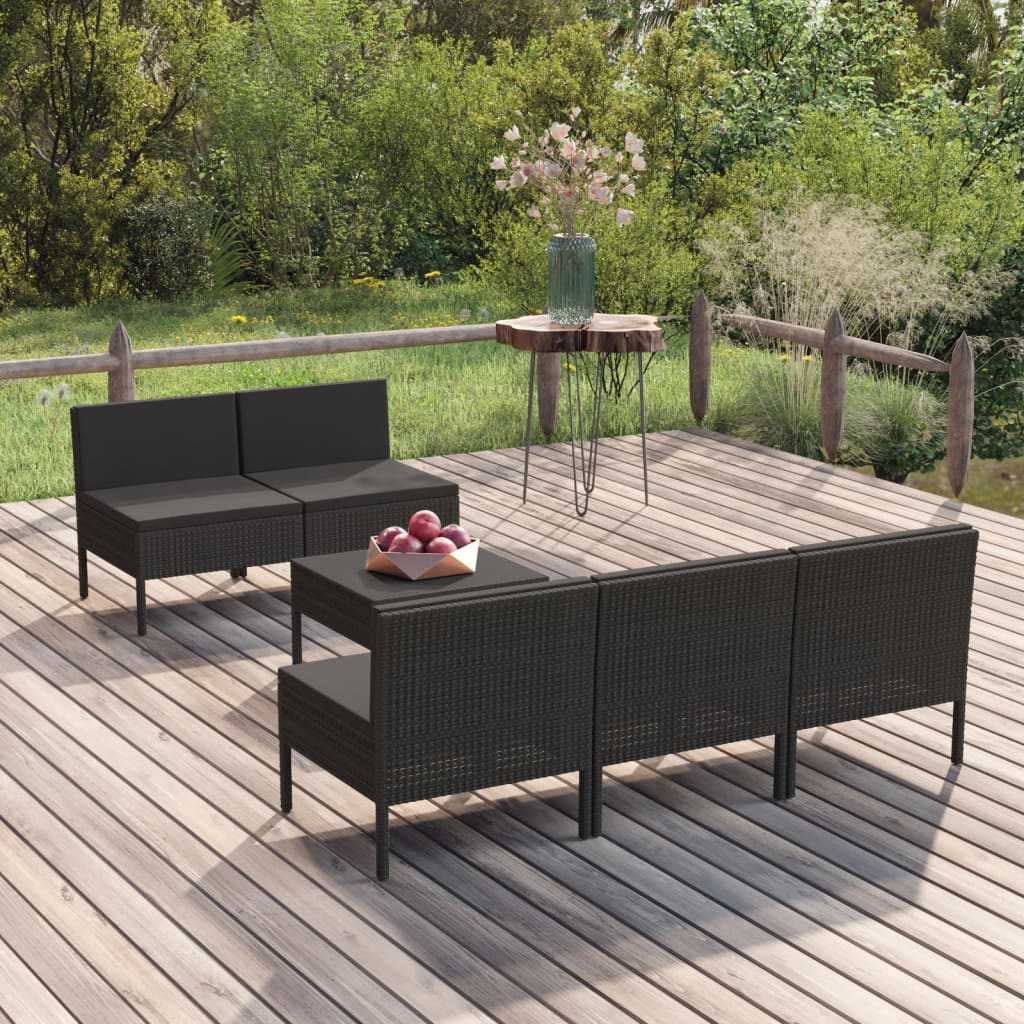 8720286810019_m_en_hd_1 vidaXL 6 Piece Garden Lounge Set with Cushions Poly Rattan Black - Image 1