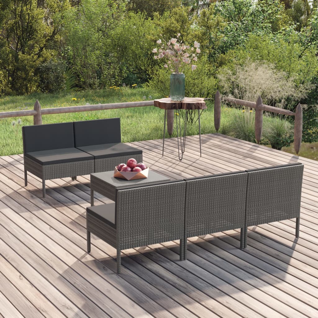 8720286810026_m_en_hd_1 vidaXL 6 Piece Garden Lounge Set with Cushions Poly Rattan Grey - Image 1