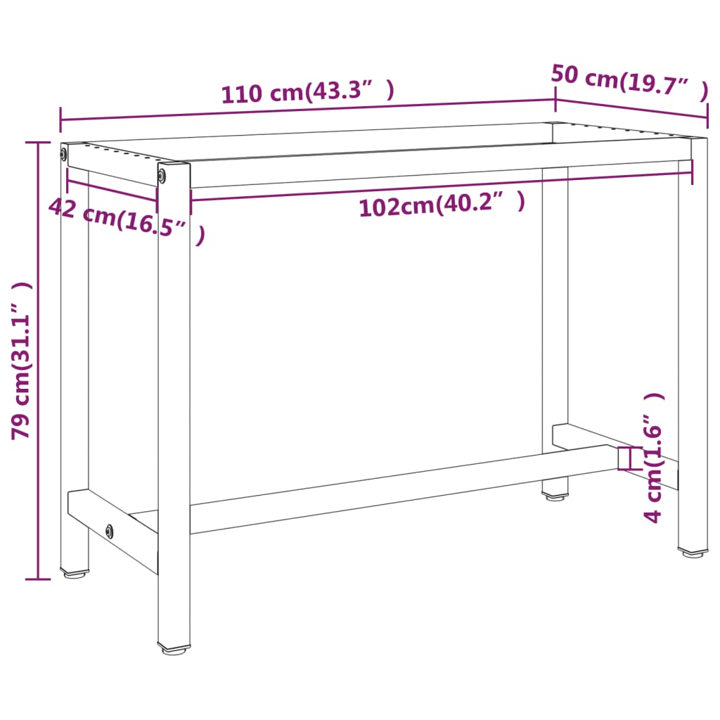 8720286816363_g_en_hd_7 vidaXL Work Bench Frame Matte Black and Matte Red 110x50x79 cm Metal - Image 8