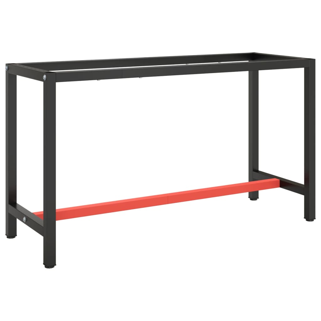 8720286816370_a_en_hd_1 vidaXL Work Bench Frame Matte Black and Matte Red 140x50x79 cm Metal - Image 1