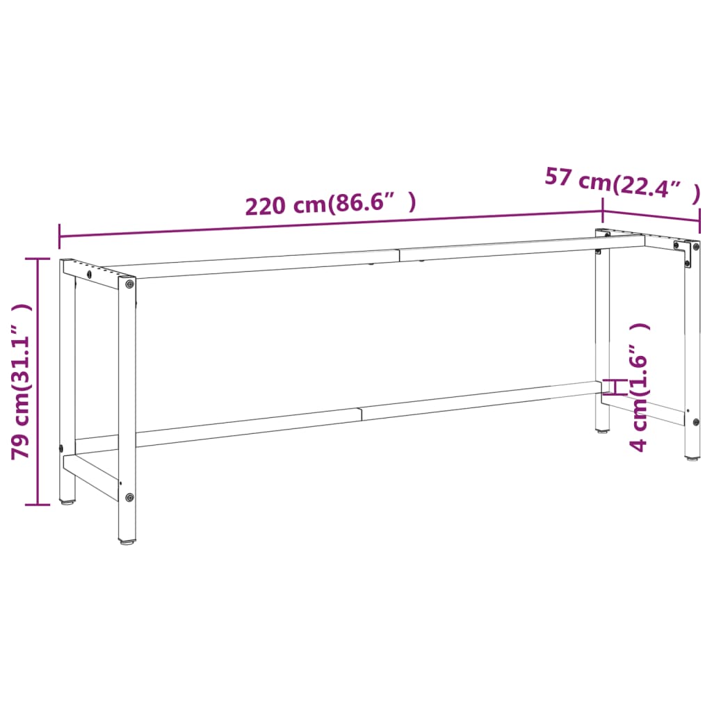 8720286816448_g_en_hd_8 vidaXL Work Bench Frame Matte Black and Matte Red 220x57x79 cm Metal - Image 9