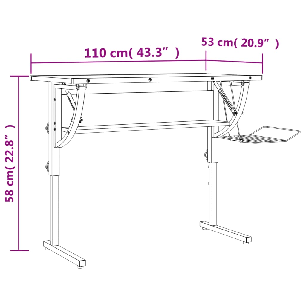 8720286817117_g_en_hd_5 vidaXL Craft Desk White and Grey 110x53x(58-87) cm Engineered Wood and Steel - Image 8
