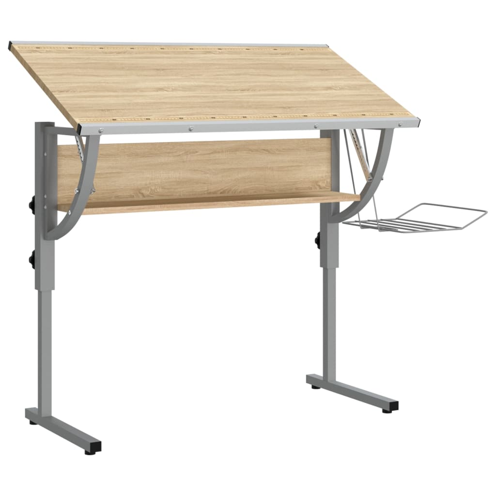 8720286817131_g_en_hd_3 vidaXL Craft Desk Sonoma Oak and Grey 110x53x(58-87)cm Engineered Wood and Steel - Image 6