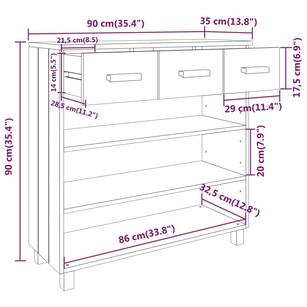 8720286818121_g_en_hd_6 vidaXL Console Table "HAMAR" Dark Grey 90x35x90 cm Solid Wood Pine - Image 9