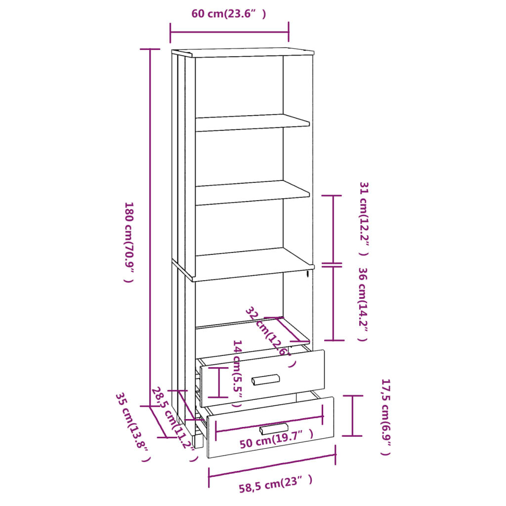 8720286818374_g_en_hd_7 vidaXL Highboard "HAMAR" Light Grey 60x35x180 cm Solid Wood Pine - Image 10