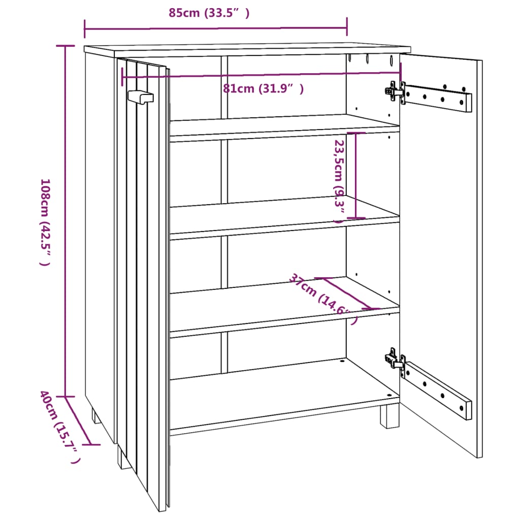 8720286818633_g_en_hd_7 vidaXL Shoe Cabinet "HAMAR" White 85x40x108 cm Solid Wood Pine - Image 10