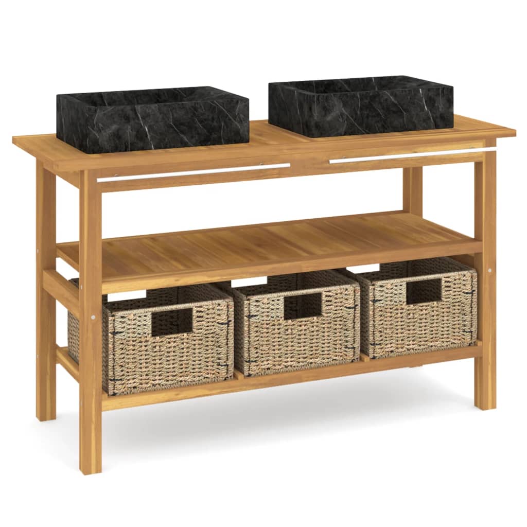 8720286818831_a_en_hd_1 vidaXL Bathroom Vanity Cabinet with Black Marble Sinks Solid Wood Teak - Image 2