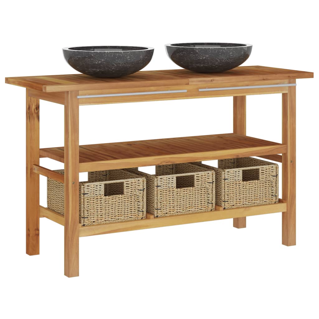 8720286818855_a_en_hd_1 vidaXL Bathroom Vanity Cabinet with Black Marble Sinks Solid Wood Teak - Image 2