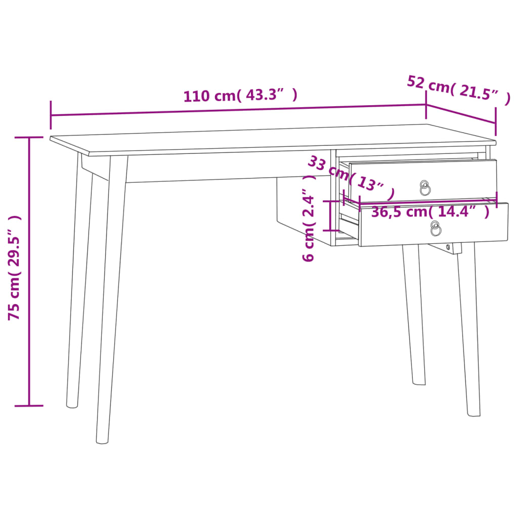 8720286818978_g_en_hd_7 vidaXL Desk with 2 Drawers 110x52x75 cm Solid Wood Teak - Image 9