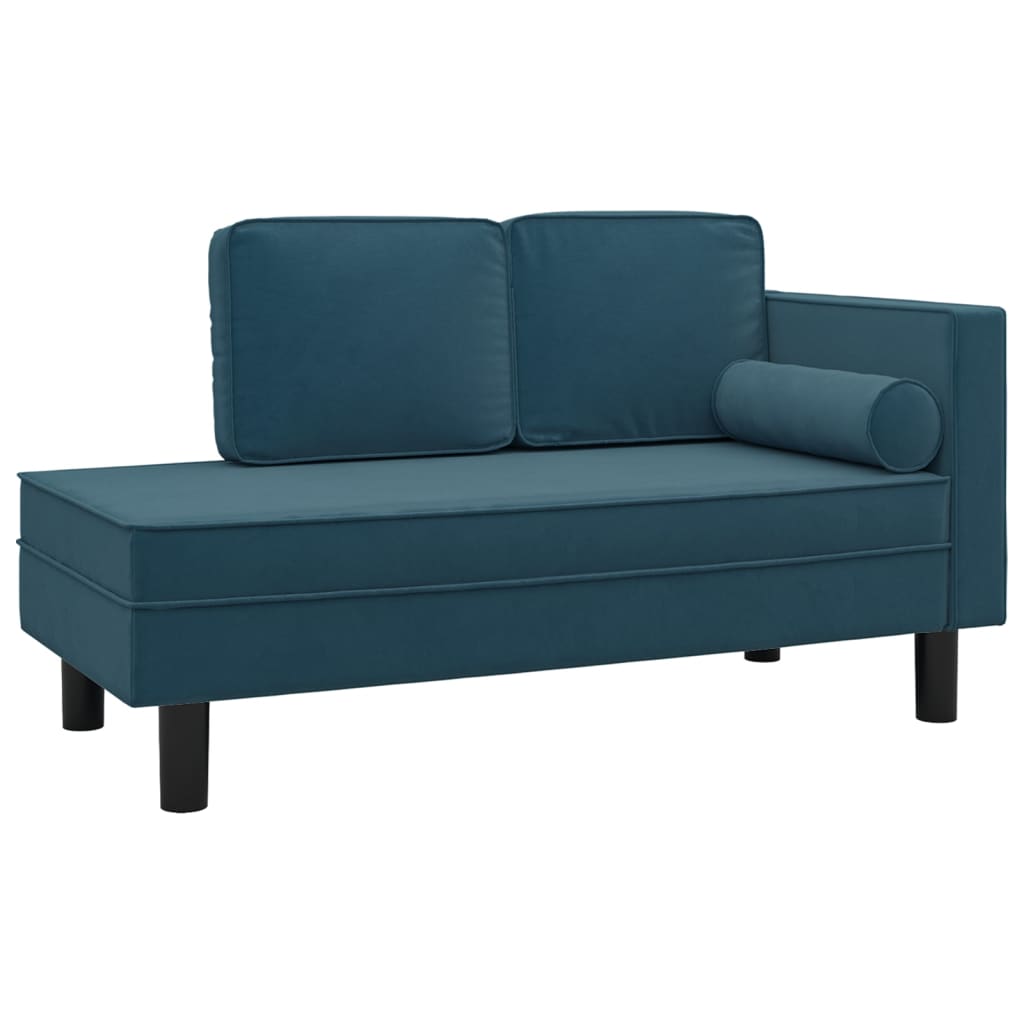 8720286826614_a_en_hd_1 vidaXL Chaise Lounge with Cushions and Bolster Blue Velvet - Image 2