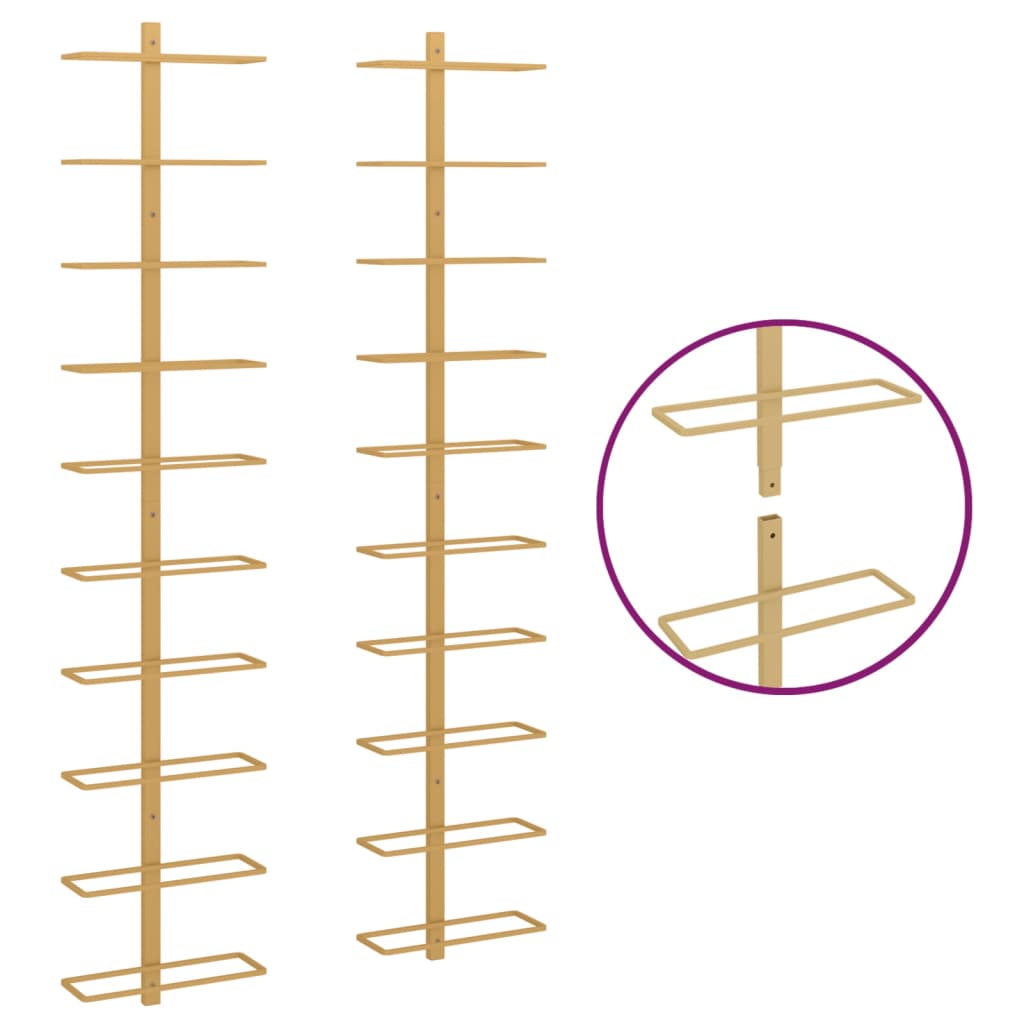 8720286827215_g_en_hd_3 vidaXL Wall-mounted Wine Rack for 10 Bottles 2 pcs Gold Metal - Image 5