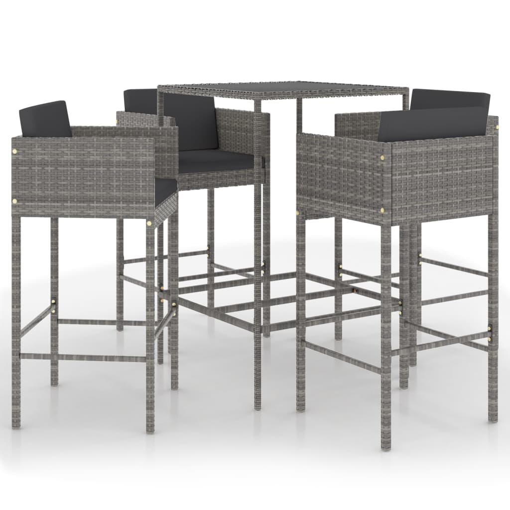 8720286827550_a_en_hd_1 vidaXL 5 Piece Garden Bar Set with Cushions Poly Rattan Grey - Image 2