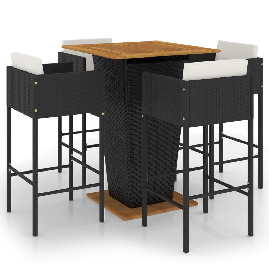 8720286827680_a_en_hd_1 vidaXL 5 Piece Garden Bar Set with Cushions Poly Rattan Black - Image 2