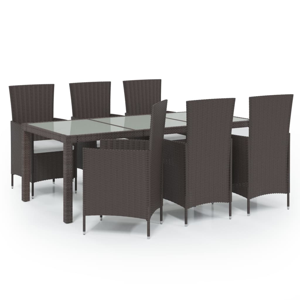 8720286827796_a_en_hd_1 vidaXL 7 Piece Outdoor Dining Set with Cushions Poly Rattan Brown - Image 2
