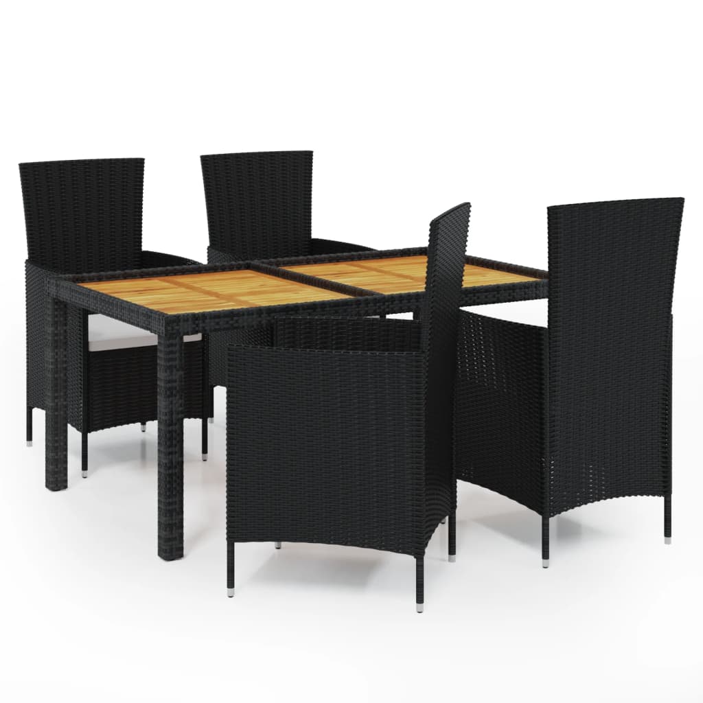 8720286827932_a_en_hd_1 vidaXL 5 Piece Outdoor Dining Set with Cushions Poly Rattan Black - Image 2
