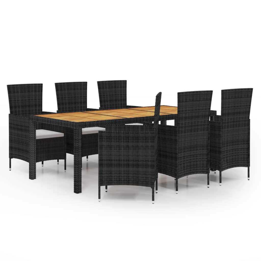 8720286827956_a_en_hd_1 vidaXL 7 Piece Outdoor Dining Set with Cushions Poly Rattan Black - Image 2