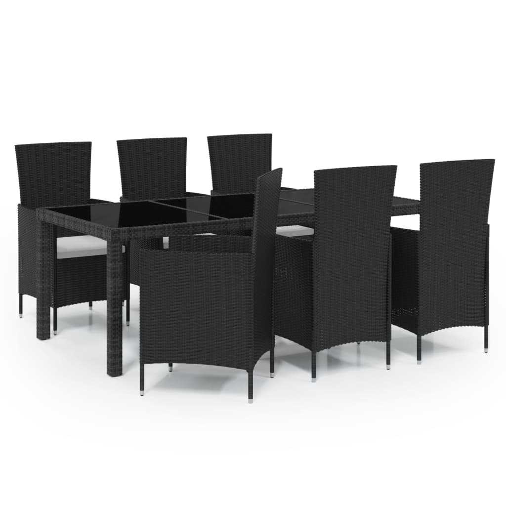 8720286828038_a_en_hd_1 vidaXL 7 Piece Outdoor Dining Set with Cushions Poly Rattan Black - Image 2