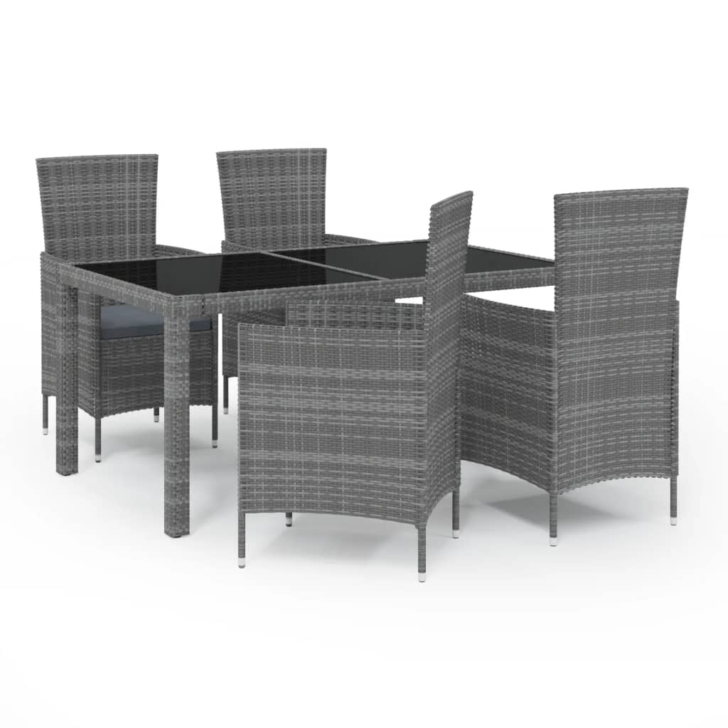 8720286828397_a_en_hd_1 vidaXL 5 Piece Outdoor Dining Set with Cushions Poly Rattan Grey - Image 2