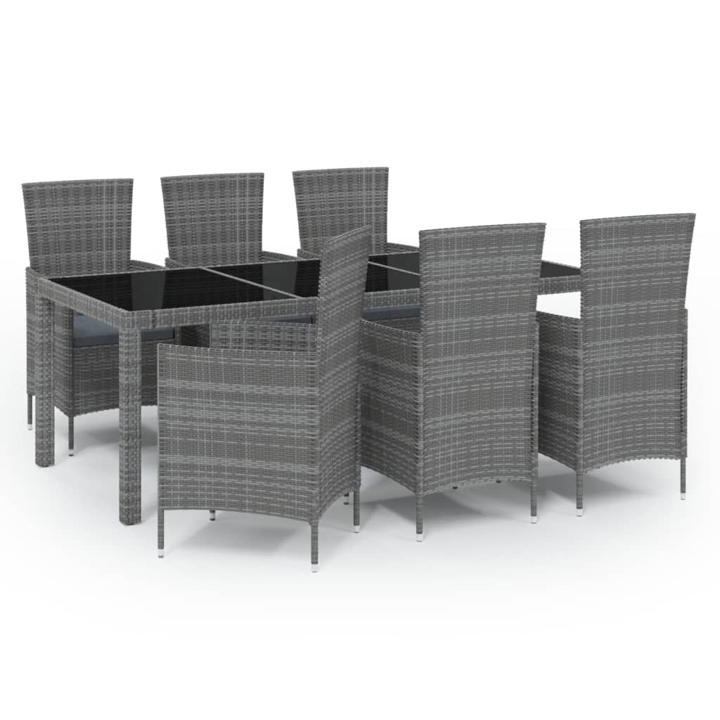 8720286828410_a_en_hd_1 vidaXL 7 Piece Outdoor Dining Set with Cushions Poly Rattan Grey - Image 2