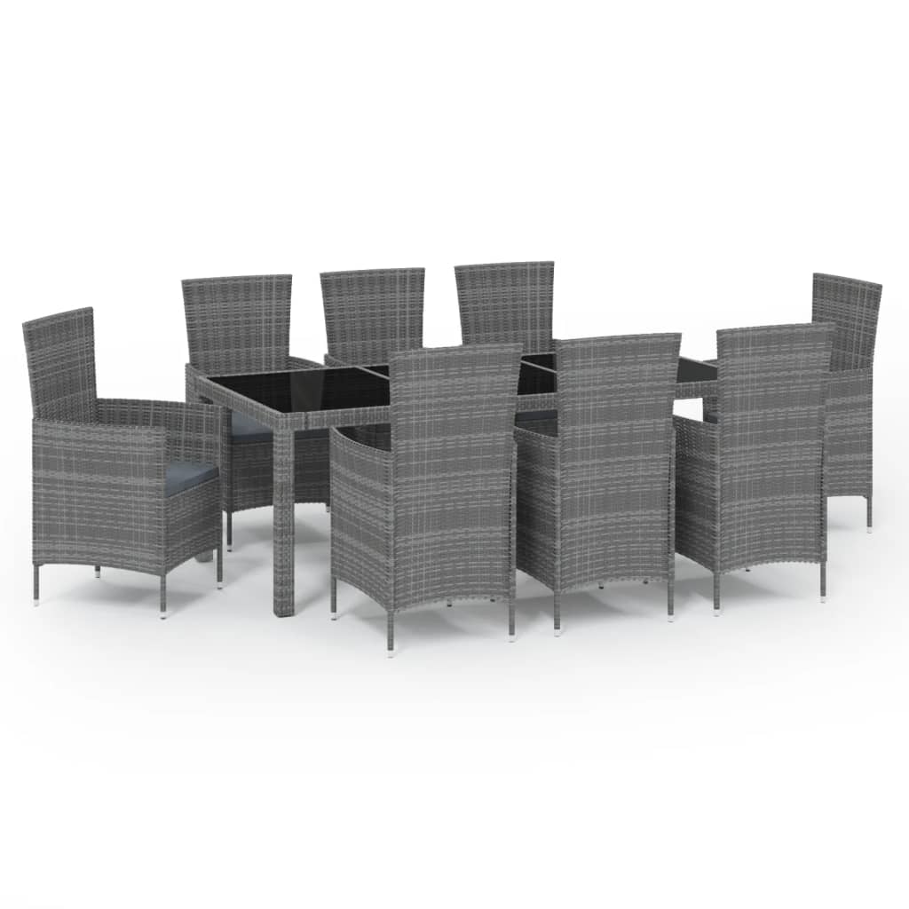 8720286828427_a_en_hd_1 vidaXL 9 Piece Outdoor Dining Set with Cushions Poly Rattan Grey - Image 2
