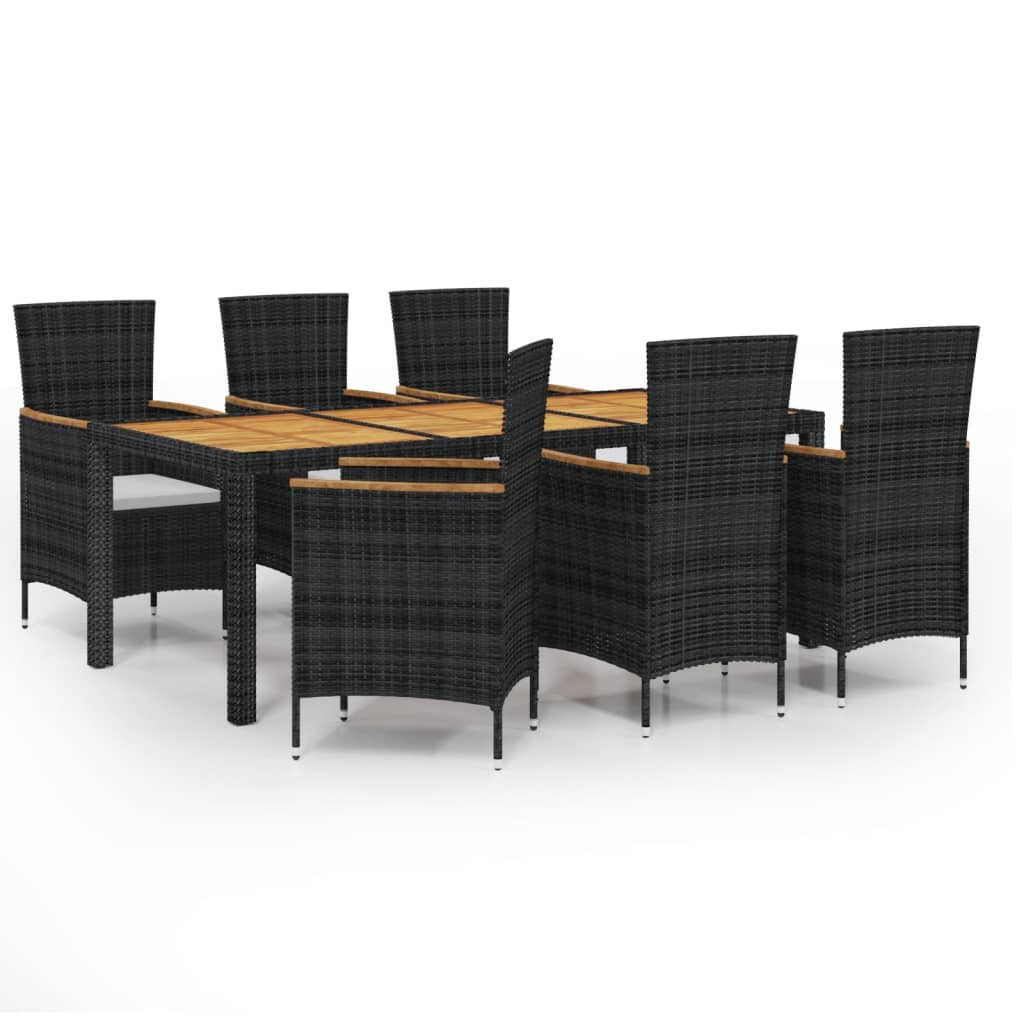8720286828717_a_en_hd_1 vidaXL 7 Piece Outdoor Dining Set with Cushions Poly Rattan Black - Image 2