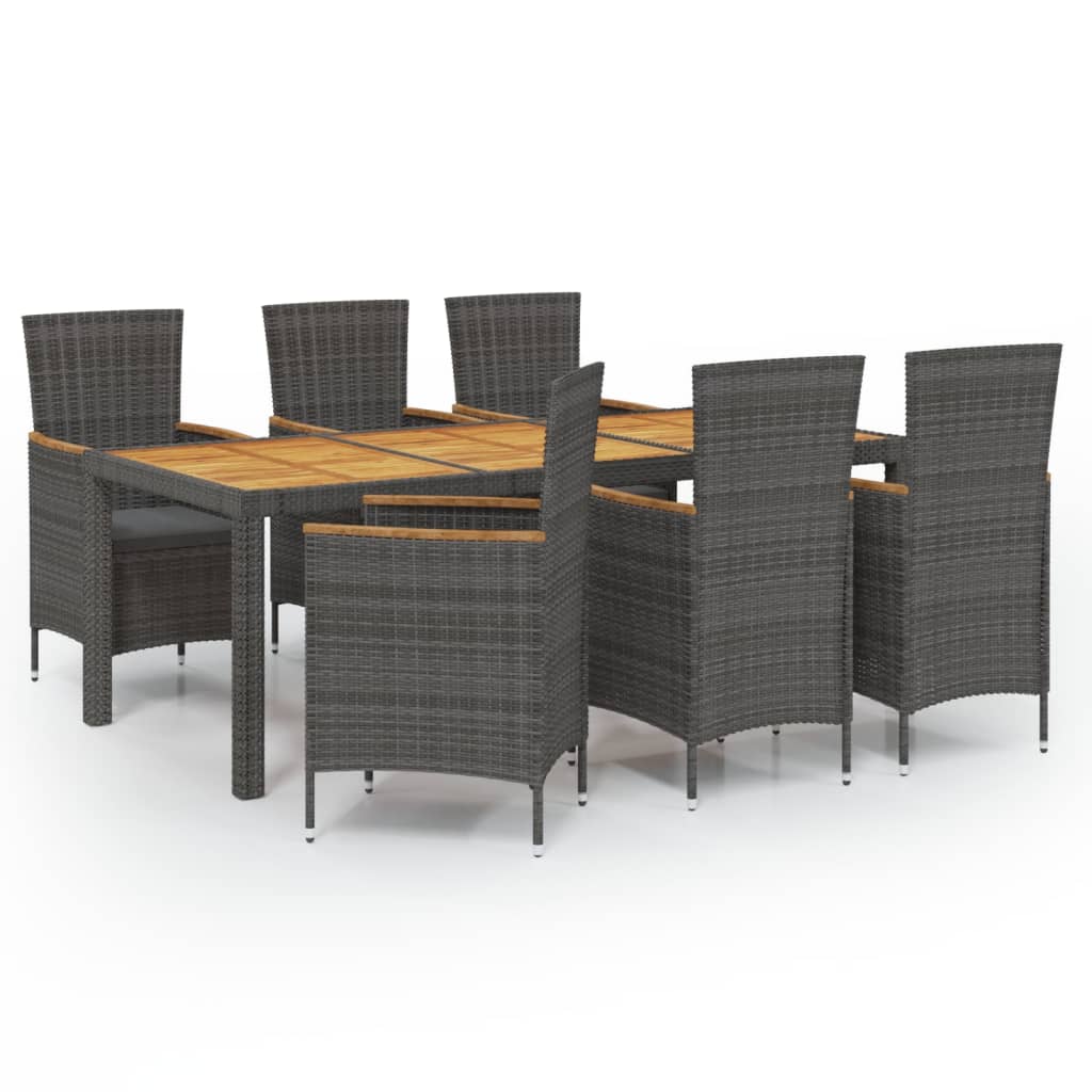 8720286828793_a_en_hd_1 vidaXL 7 Piece Outdoor Dining Set with Cushions Poly Rattan Grey - Image 2