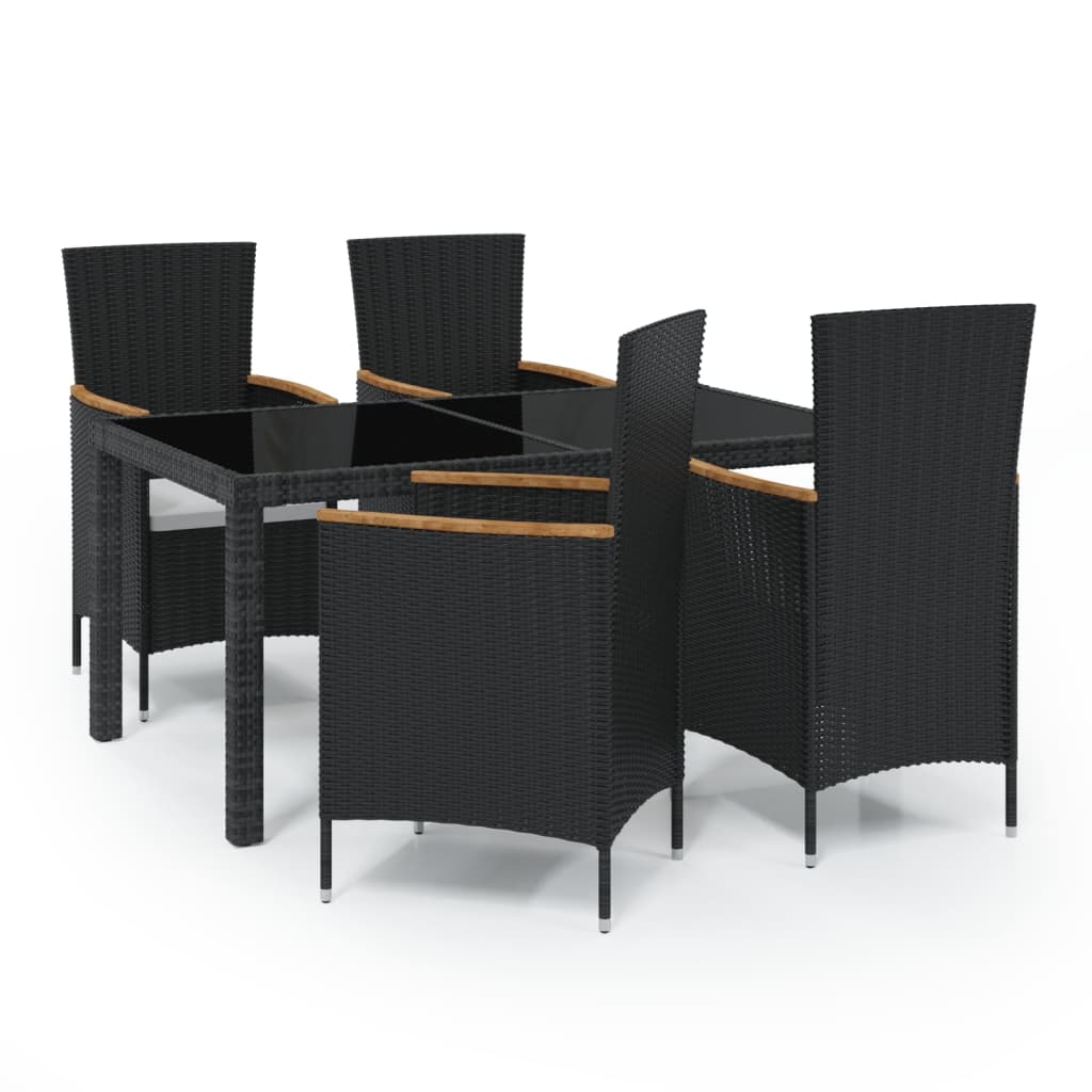8720286828854_a_en_hd_1 vidaXL 5 Piece Outdoor Dining Set with Cushions Poly Rattan Black - Image 2
