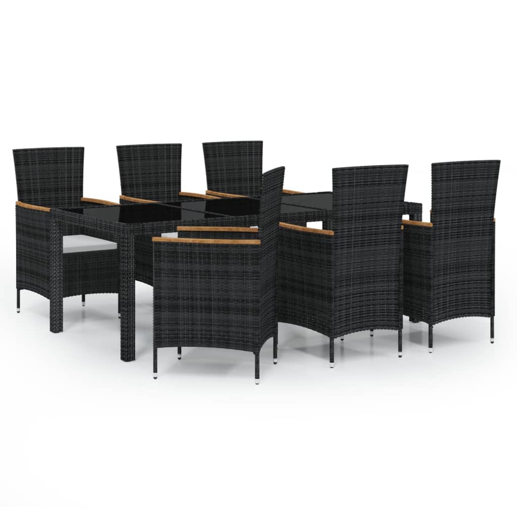 8720286828878_a_en_hd_1 vidaXL 7 Piece Outdoor Dining Set with Cushions Poly Rattan Black - Image 2