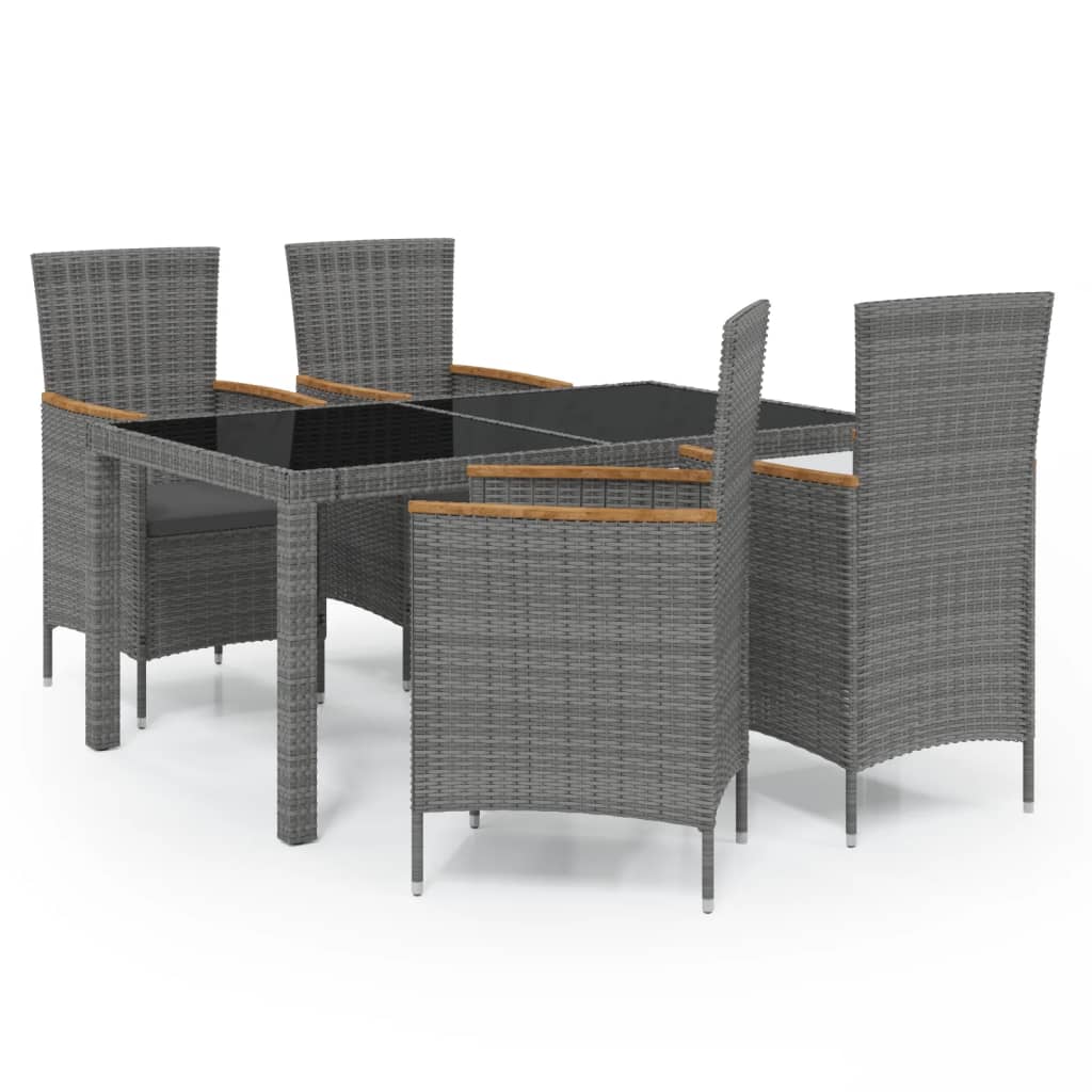 8720286828939_a_en_hd_1 vidaXL 5 Piece Outdoor Dining Set with Cushions Poly Rattan Grey - Image 2