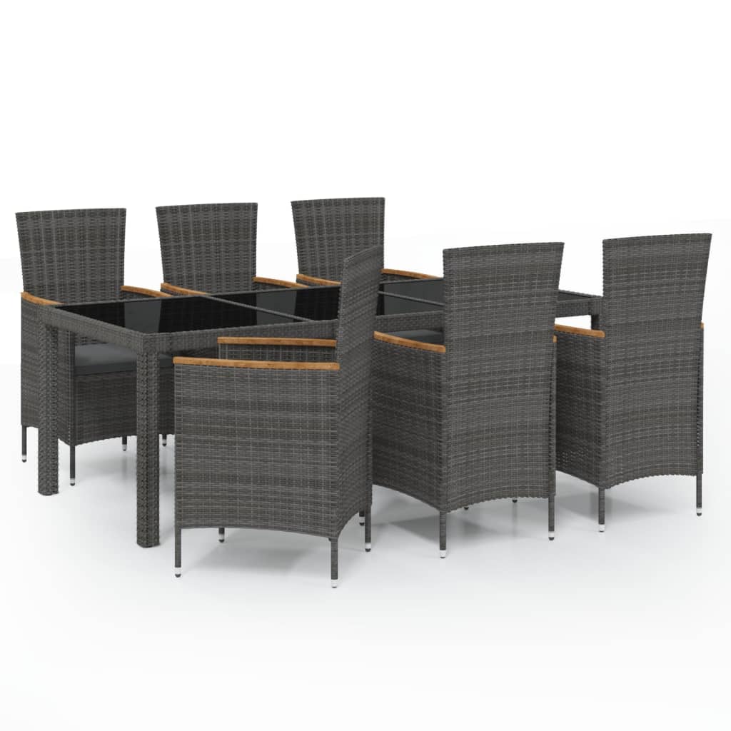 8720286828953_a_en_hd_1 vidaXL 7 Piece Outdoor Dining Set with Cushions Poly Rattan Black and Grey - Image 2