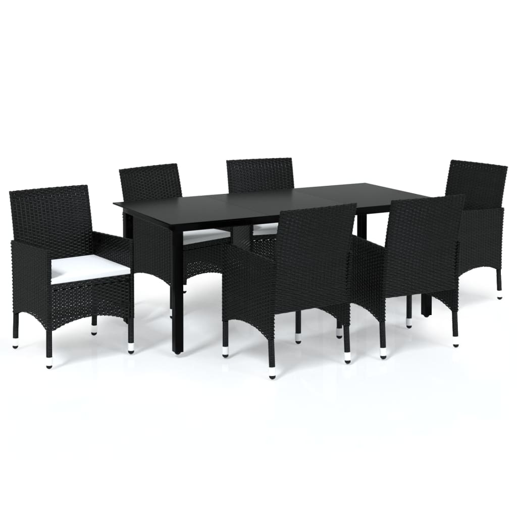 8720286829417_a_en_hd_1 vidaXL 7 Piece Garden Dining Set with Cushions Poly Rattan Black - Image 2