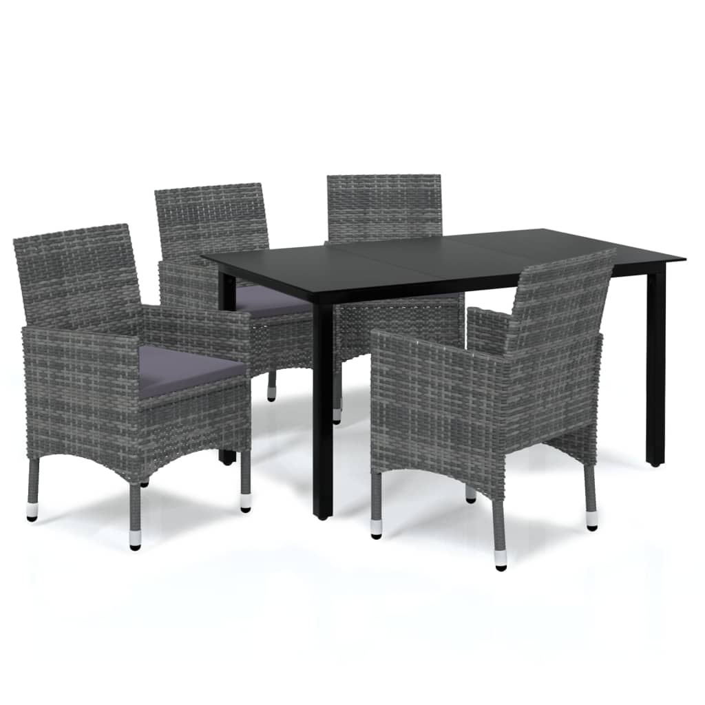 8720286829455_a_en_hd_1 vidaXL 5 Piece Garden Dining Set with Cushions Poly Rattan Grey - Image 2