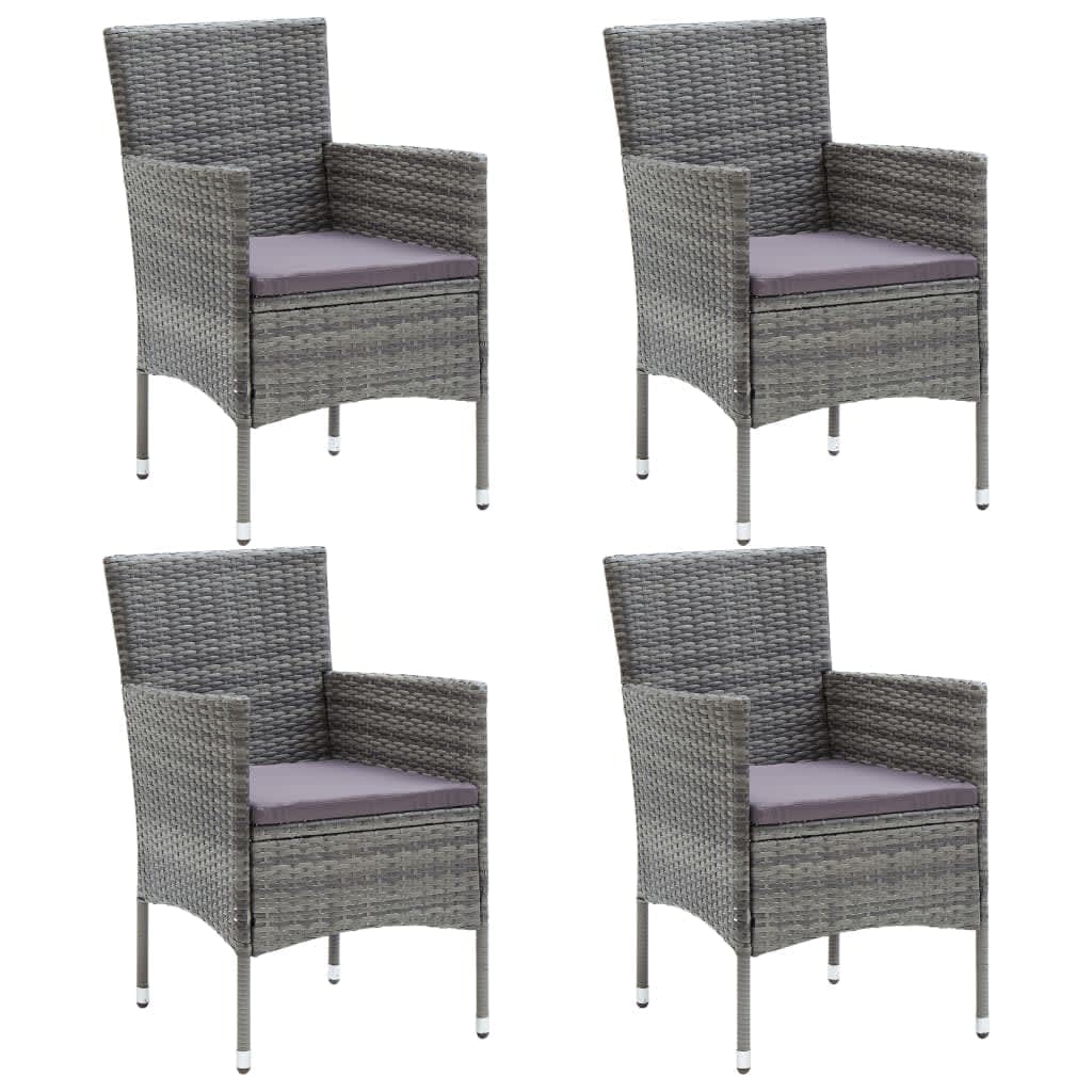 8720286829455_g_en_hd_1 vidaXL 5 Piece Garden Dining Set with Cushions Poly Rattan Grey - Image 3