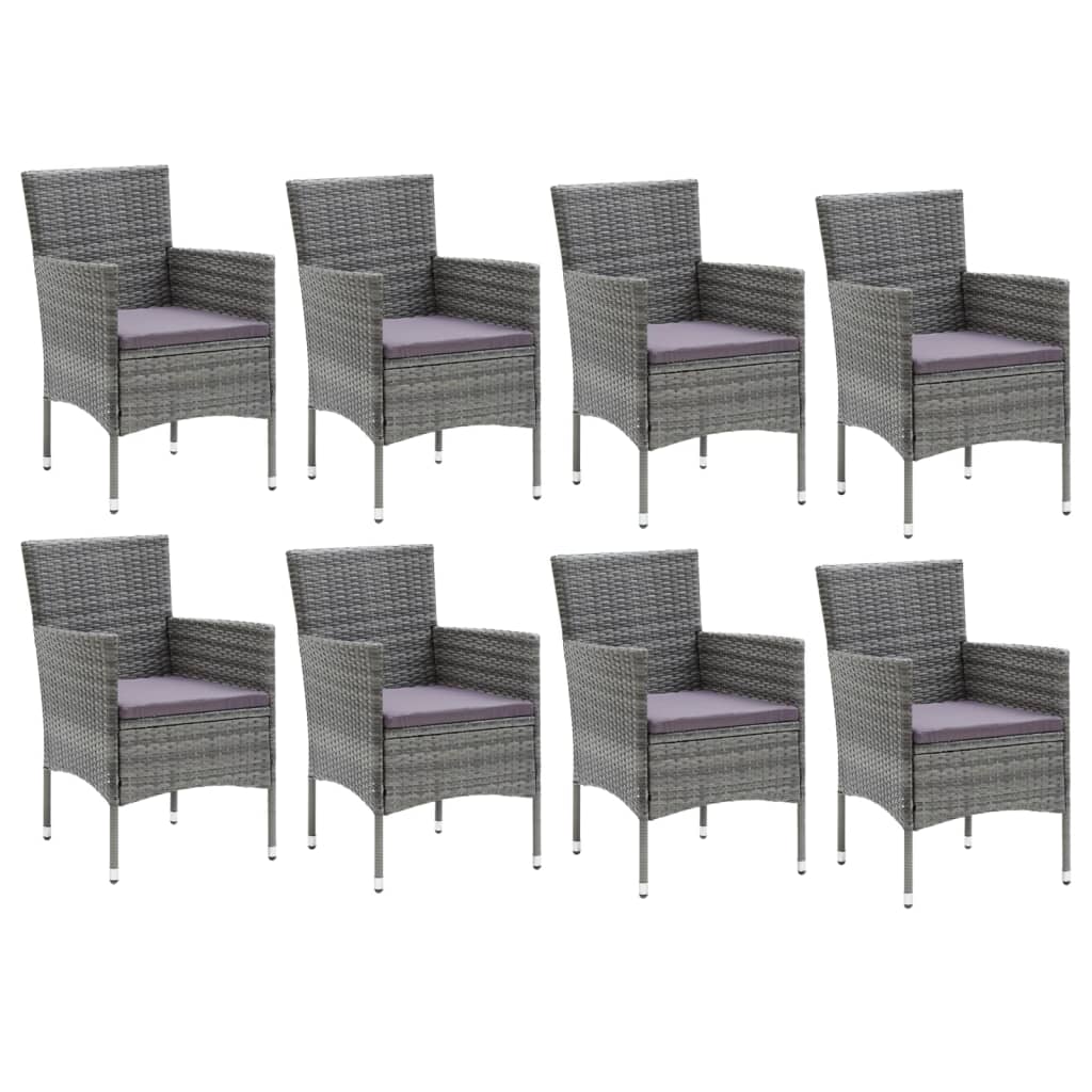 8720286829486_g_en_hd_1 vidaXL 9 Piece Garden Dining Set with Cushions Poly Rattan Grey - Image 3