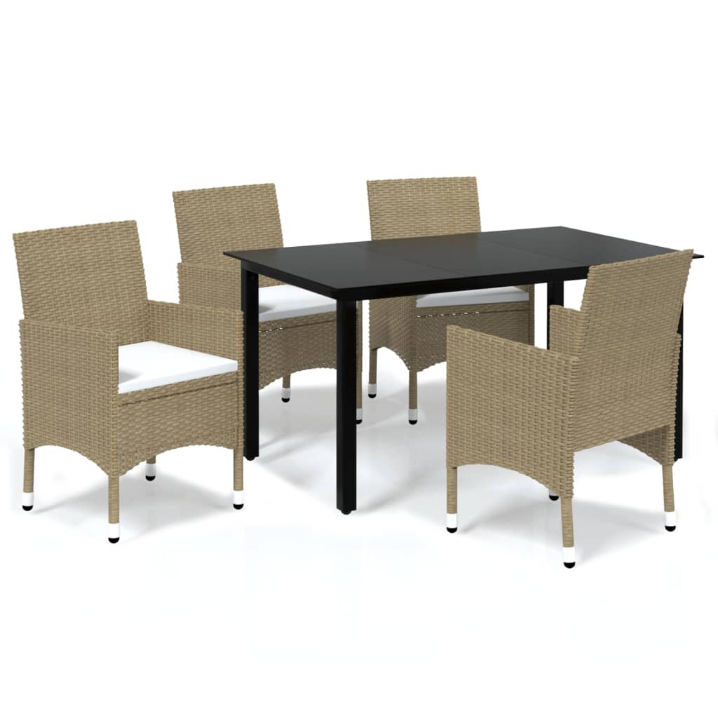 8720286829516_a_en_hd_1 vidaXL 5 Piece Garden Dining Set with Cushions Poly Rattan Beige - Image 2