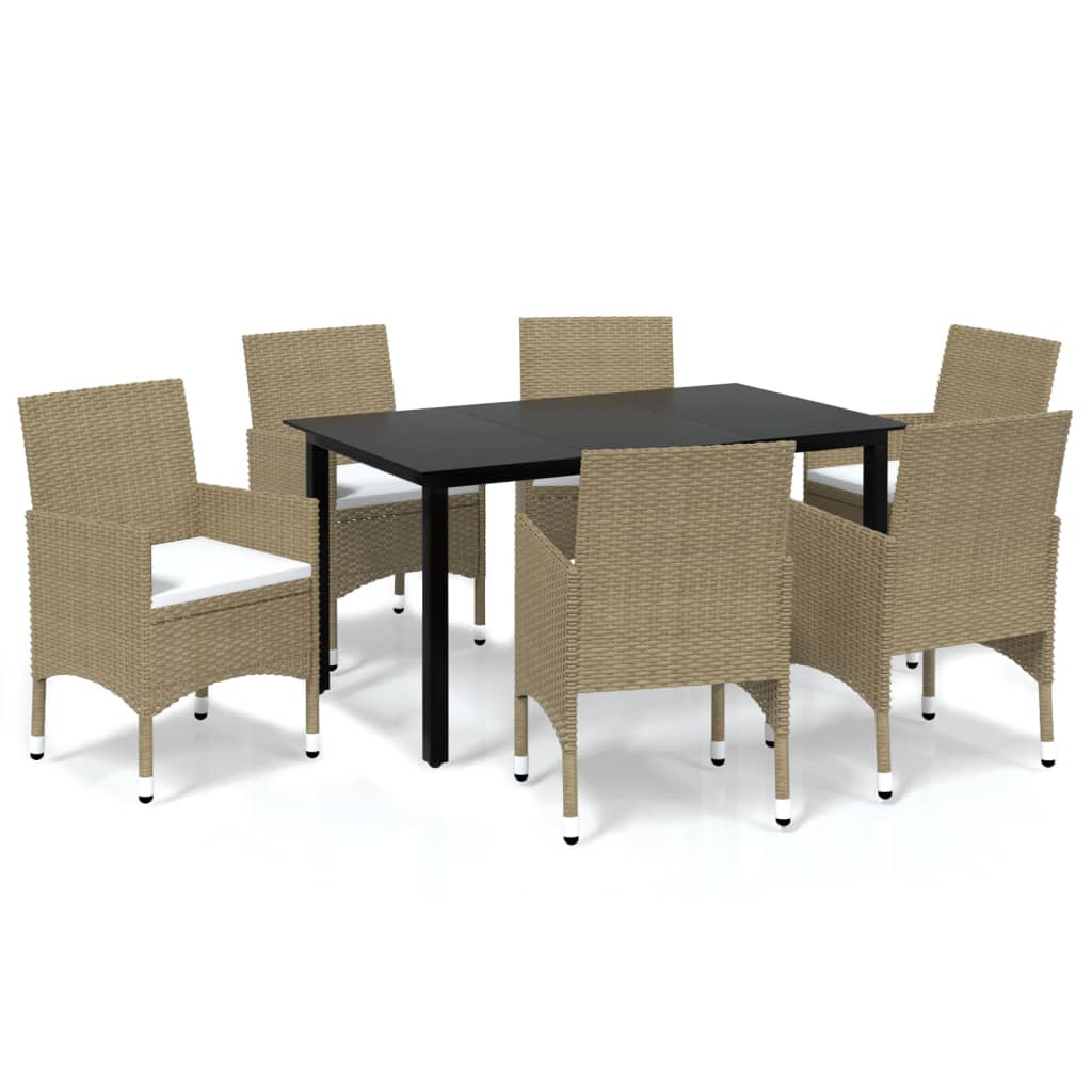 8720286829523_a_en_hd_1 vidaXL 7 Piece Garden Dining Set with Cushions Poly Rattan Beige - Image 2