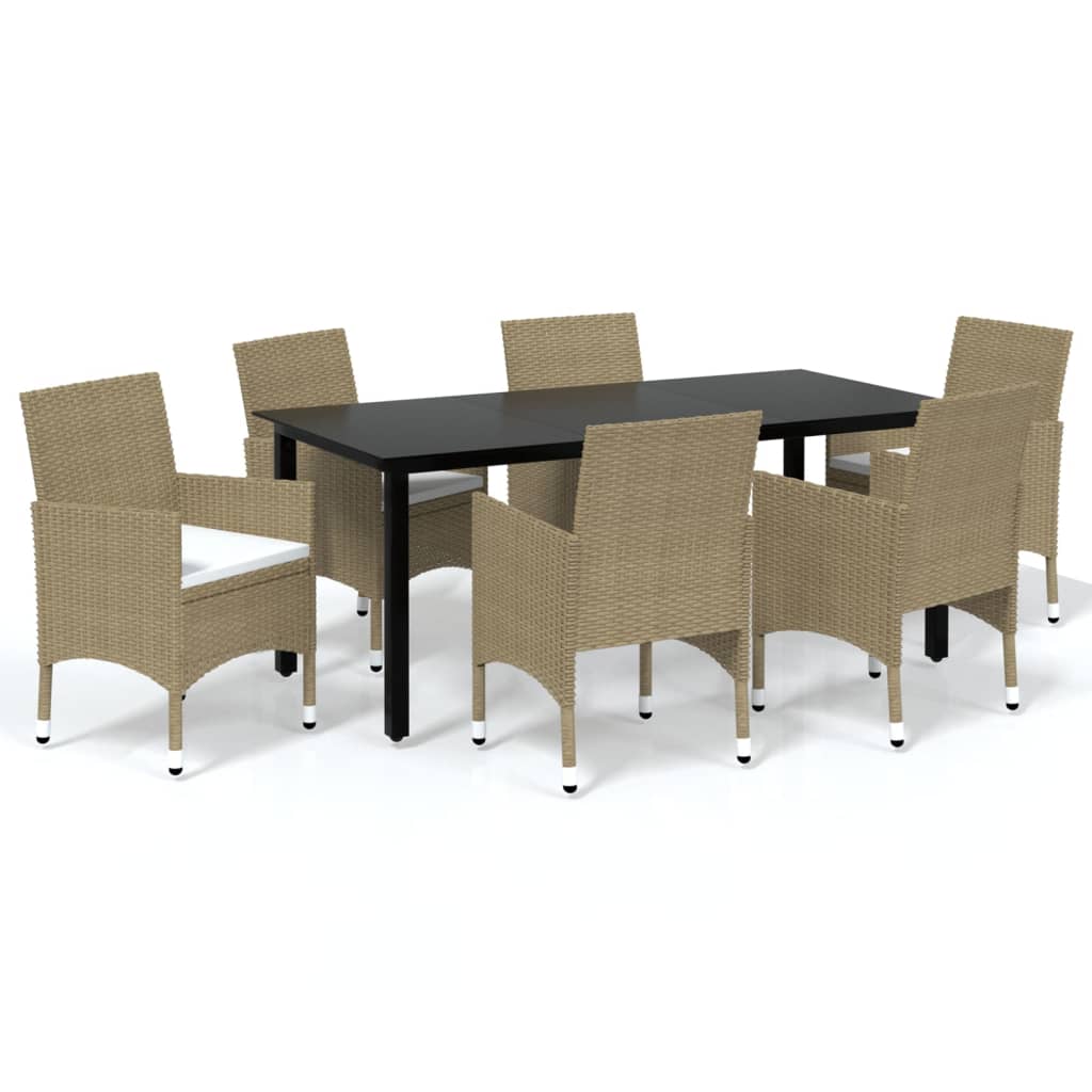8720286829530_a_en_hd_1 vidaXL 7 Piece Garden Dining Set with Cushions Poly Rattan Beige - Image 2