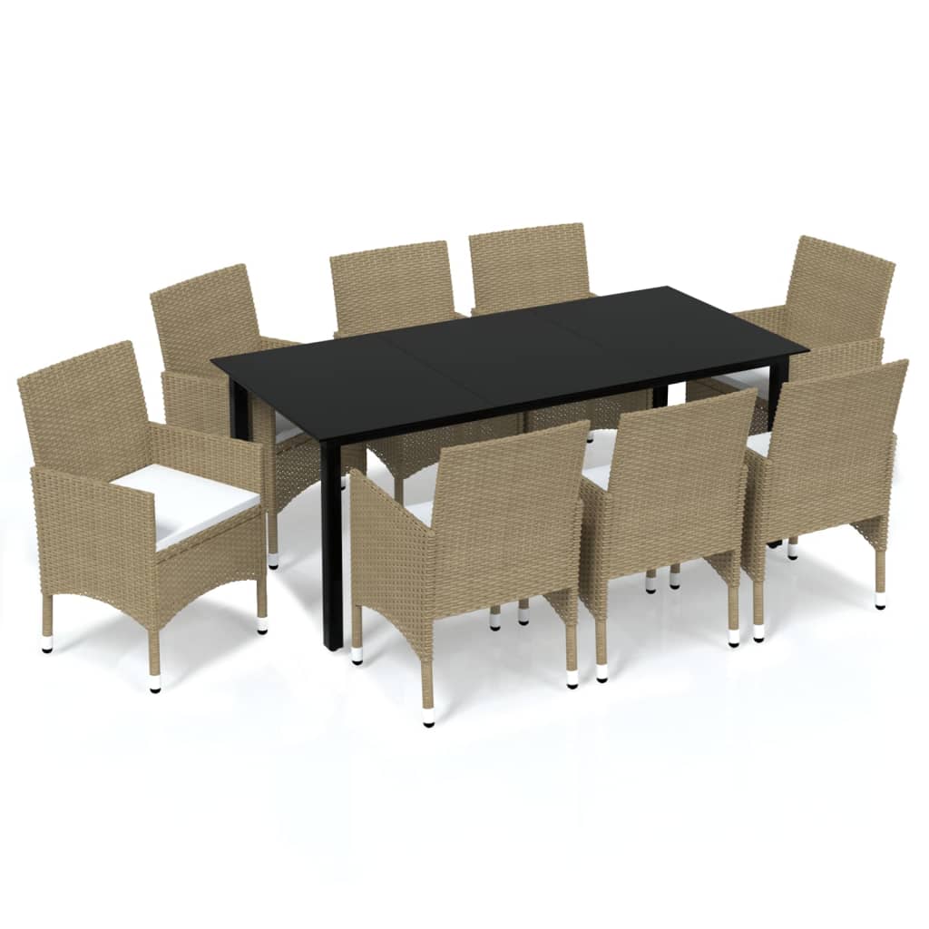 8720286829547_a_en_hd_1 vidaXL 9 Piece Garden Dining Set with Cushions Poly Rattan Beige - Image 2