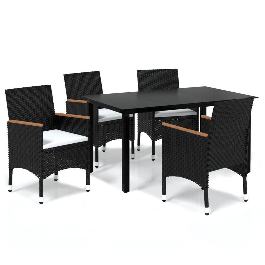 8720286829639_a_en_hd_1 vidaXL 5 Piece Garden Dining Set with Cushions Poly Rattan Black - Image 2