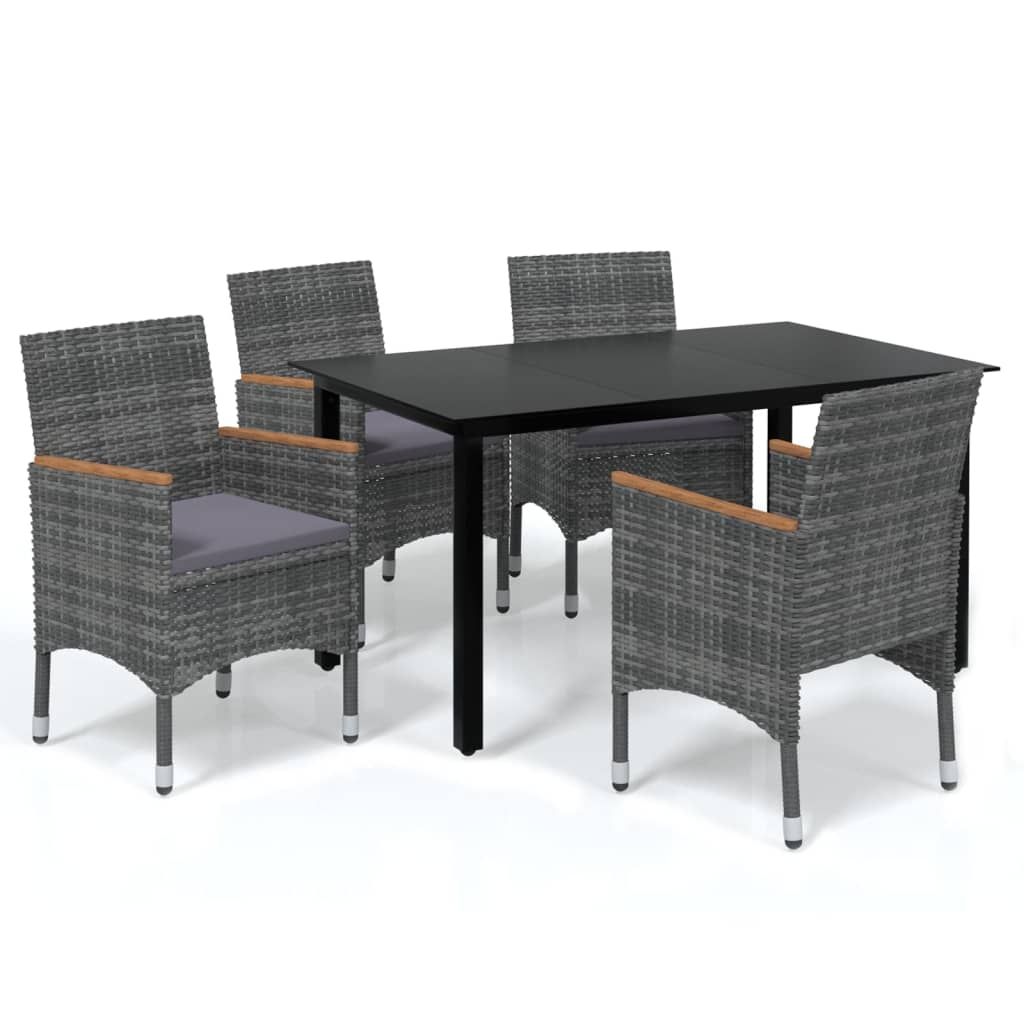 8720286829691_a_en_hd_1 vidaXL 5 Piece Garden Dining Set with Cushions Poly Rattan Grey - Image 2