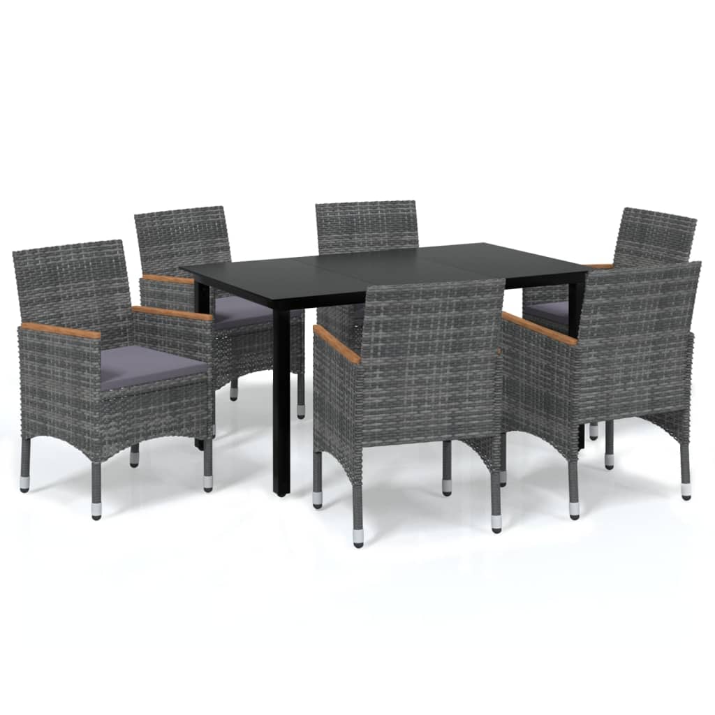 8720286829707_a_en_hd_1 vidaXL 7 Piece Garden Dining Set with Cushions Poly Rattan Grey - Image 2
