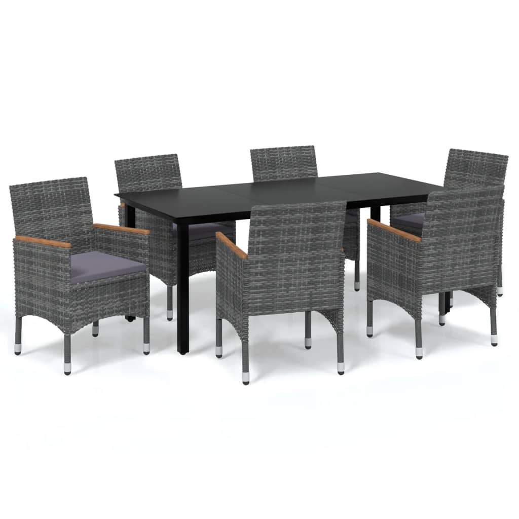 8720286829714_a_en_hd_1 vidaXL 7 Piece Garden Dining Set with Cushions Poly Rattan Grey - Image 2