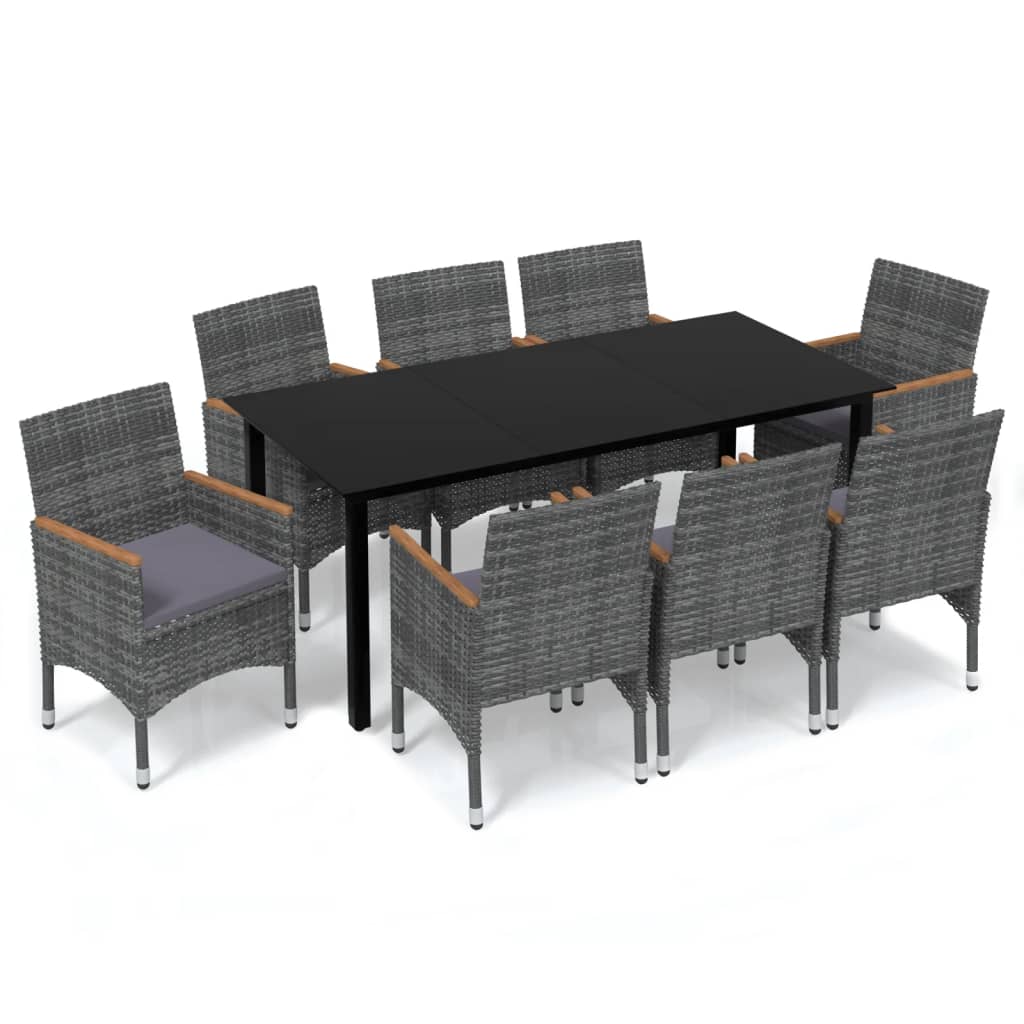 8720286829721_a_en_hd_1 vidaXL 9 Piece Garden Dining Set with Cushions Poly Rattan Grey - Image 2